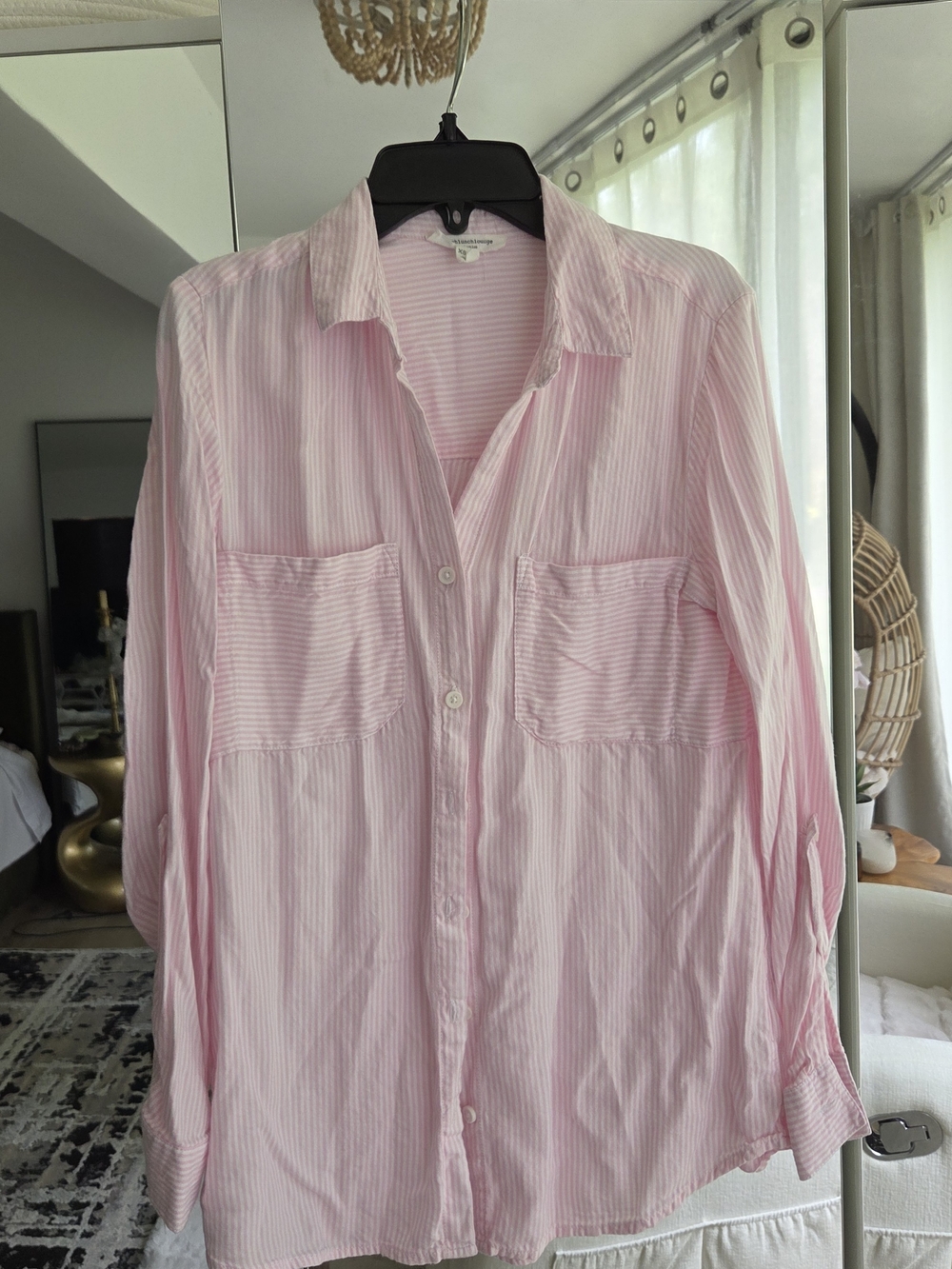 Light Pink Striped Button-Up Shirt
